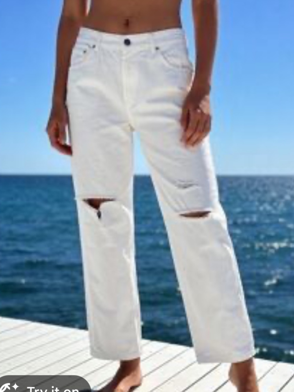 Maniere De Voir White Distressed Boyfriend Jeans